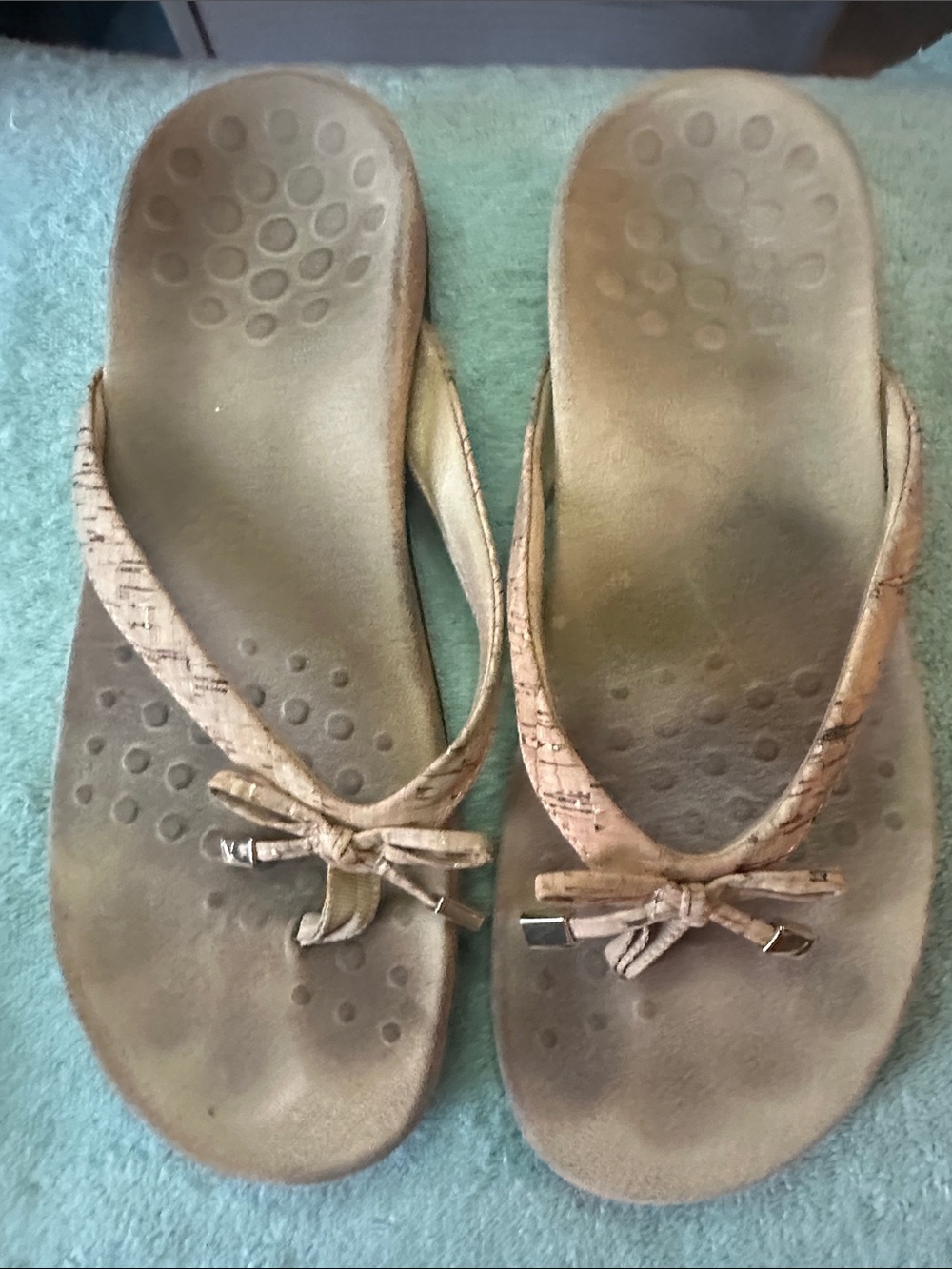 Vionic Bella II Printed Bow Orthotic Flip Flop Sandal Neutral Size 8